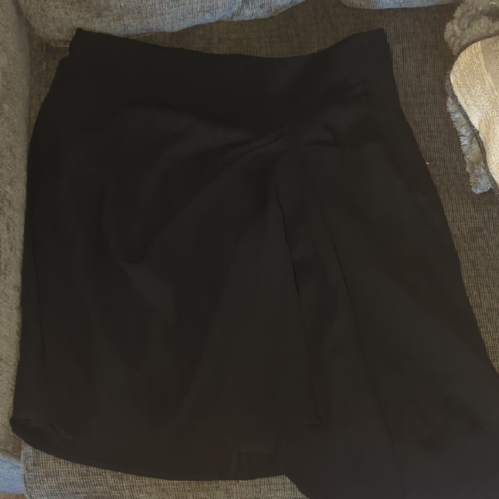 Vince Camuto Black Asymmetrical Wrap Mini Skirt